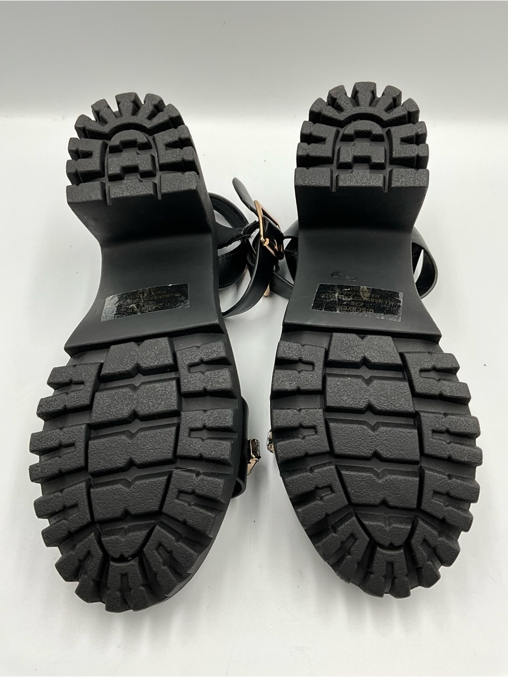 Madden Girl Sandals Size 6.5 Black Gem-Embellished Chunky Platform - Picture 6 of 8
